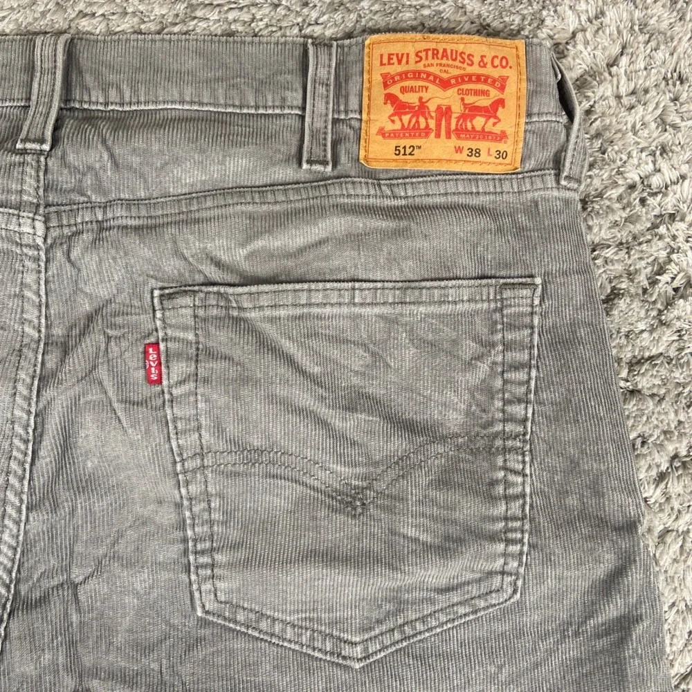 Levis 512 Corduroy Jeans Mens 38x30 Gray Denim Slim Taper Workwear Cotton Blend